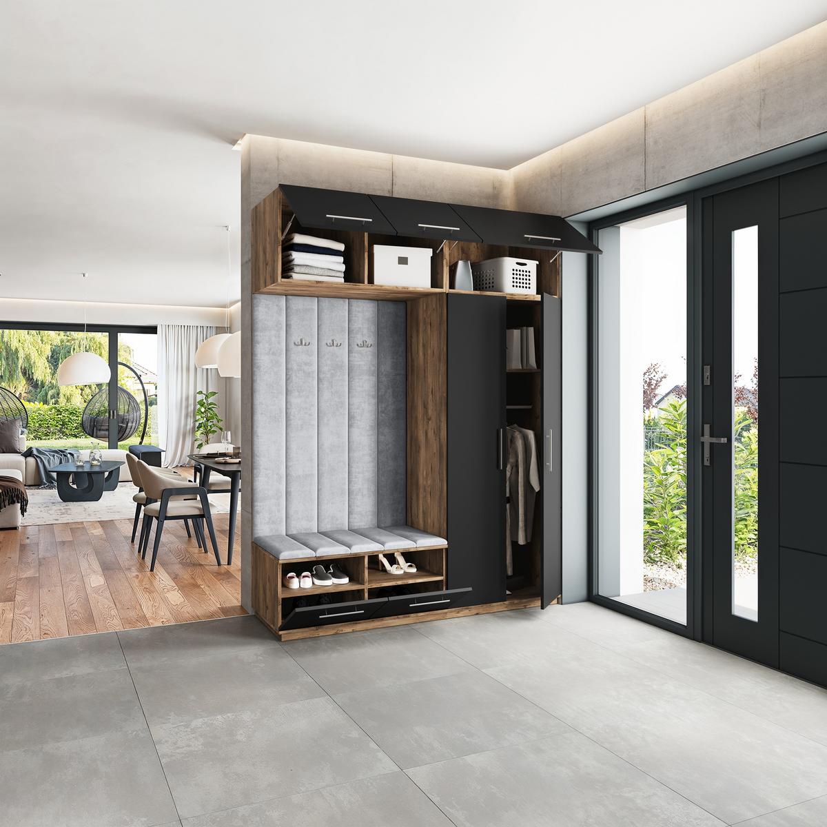 GARDEROBENSCHRANK REMA 180/240/60 cm Modern Eichefarben - Eichefarben/Hellgrau, Holzwerkstoff (180/240/60cm) - MASSENO