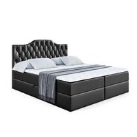 BOXBETT mit Matratze H4 und Lattenrost - VILA-1 - 120x200 cm - H4 - Schwarz Hochglanz - Schwarz Hochglanz, Holzwerkstoff (120/200cm) - ALTDECOR