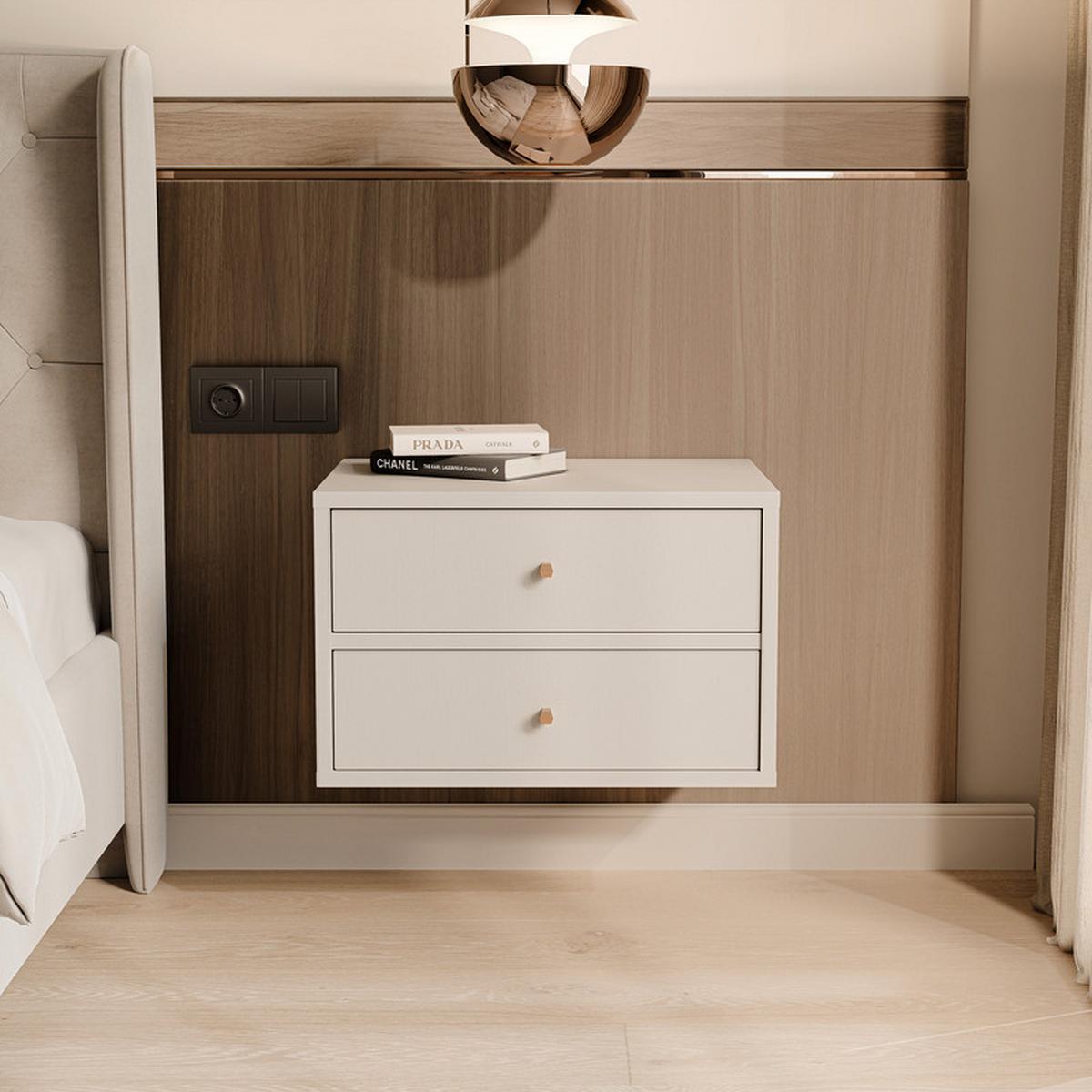 NACHTSCHRANK FLOW 52/41/35 cm Sandbeige - Beige, Holzwerkstoff/Metall (52/35/41cm) - Idohome