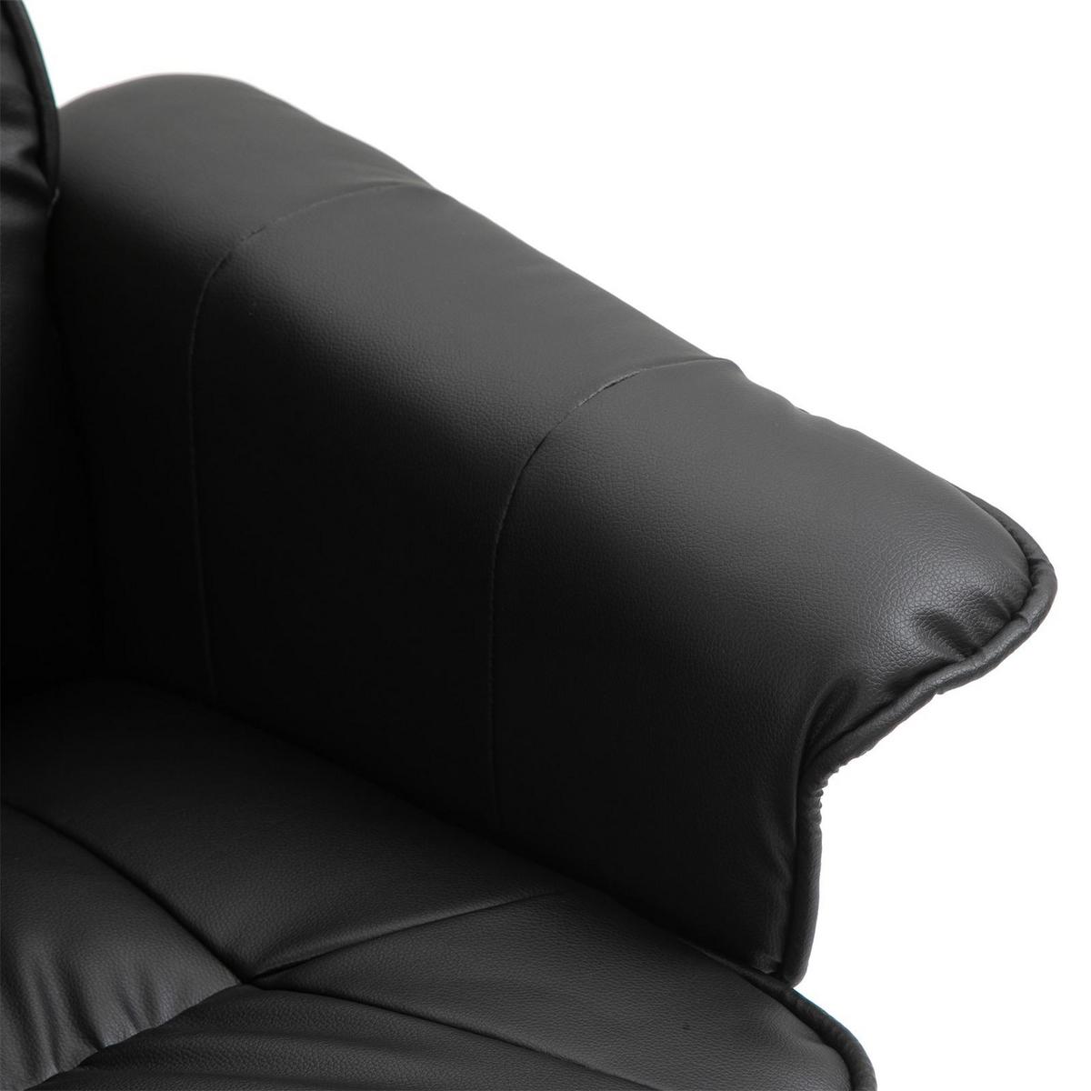 RELAXSESSEL KUNSTLEDER, SET MIT HOCKER CHARLY schwarz/schwarz - Schwarz, Textil (76/87/61cm) - IDIMEX