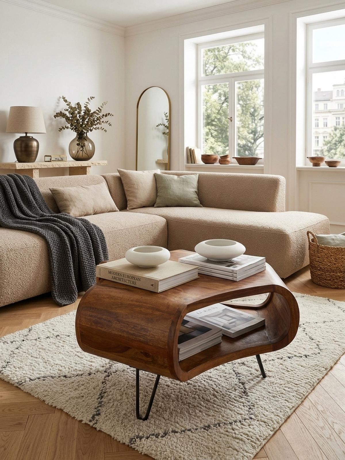 COUCHTISCH Sheesham Holz in Landhaus-Stil mit Stauraum, Maße 55x38x55 cm - Schwarz/Braun, Holz/Metall (55/55/38cm) - KADIMA DESIGN