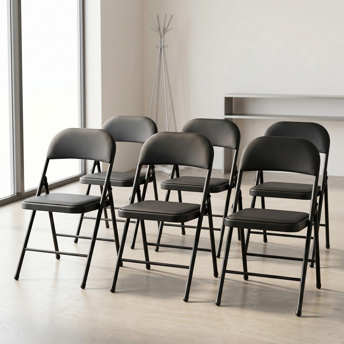 STUHL-SET 6 TLG. - Schwarz, Kunststoff/Metall (46/80/50cm) - pro.tec