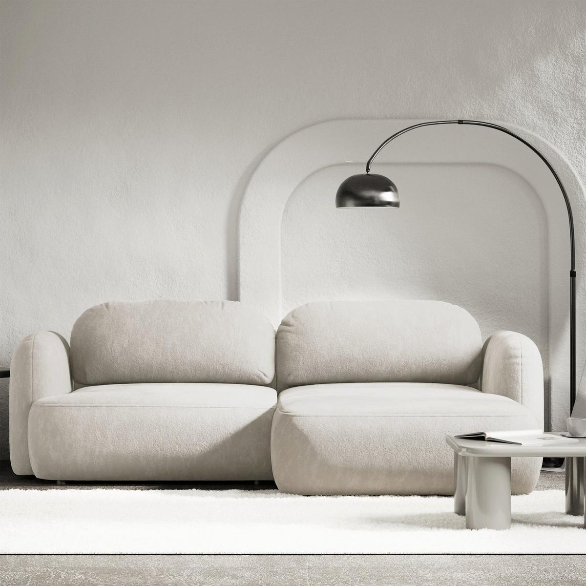 ECKSOFA Tvoya Creme-Chenille - Creme/Schwarz, Kunststoff/Textil (175/267cm) - Selsey