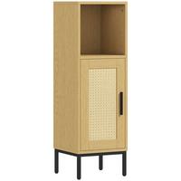 BADEZIMMERSCHRANK Spanplatte Stahl Naturholz - Schwarz/Naturfarben, Holzwerkstoff/Kunststoff (30/94/30cm) - HOMCOM