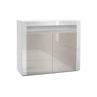 KOMMODE Valencia Sandgrau Hochglanz / Weiß Hochglanz - Sandfarben/Weiß, Holzwerkstoff (108/92/40cm) - Vladon
