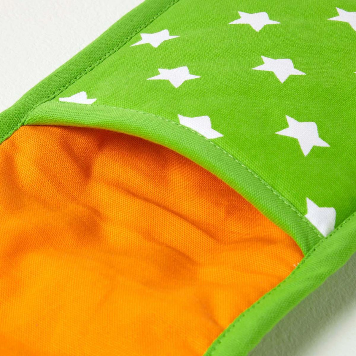 DOPPEL-OFENHANDSCHUH Sterne 18/84 cm, Baumwolle wattiert - Orange, Textil (18/84cm) - Homescapes