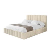 POLSTERBETT mit Bettkasten und Lattenrost, Bett mit Matratze H3/H4 - FINO 180x200 Beige - Ecru, Holzwerkstoff/Textil (180/200cm) - ALTDECOR