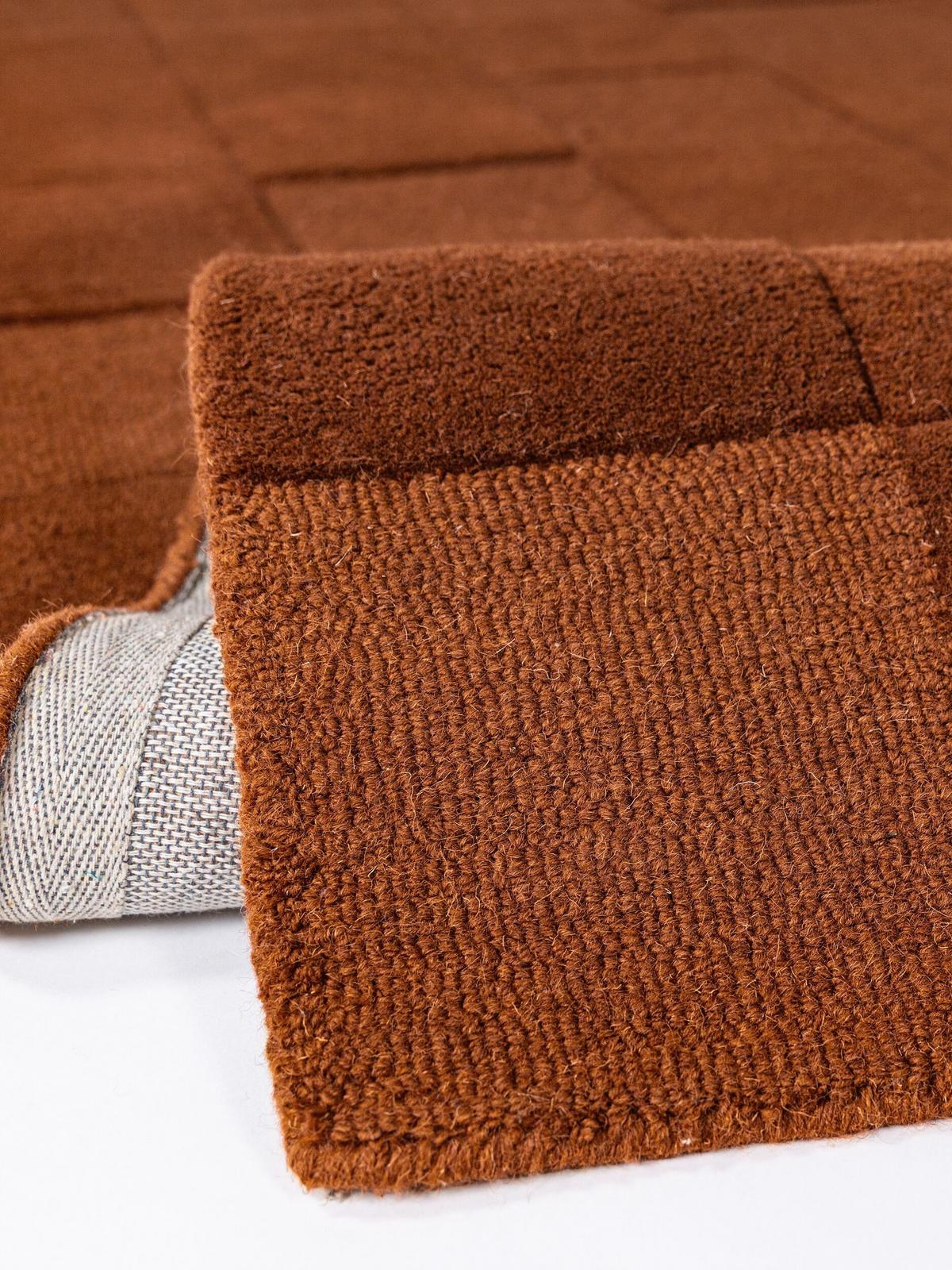 WOLLTEPPICH handgetuftet DEBEN, Schachbrettmuster, Terrakotta, 160 x 230 cm - Orange, Textil (160/230cm) - KADIMA DESIGN