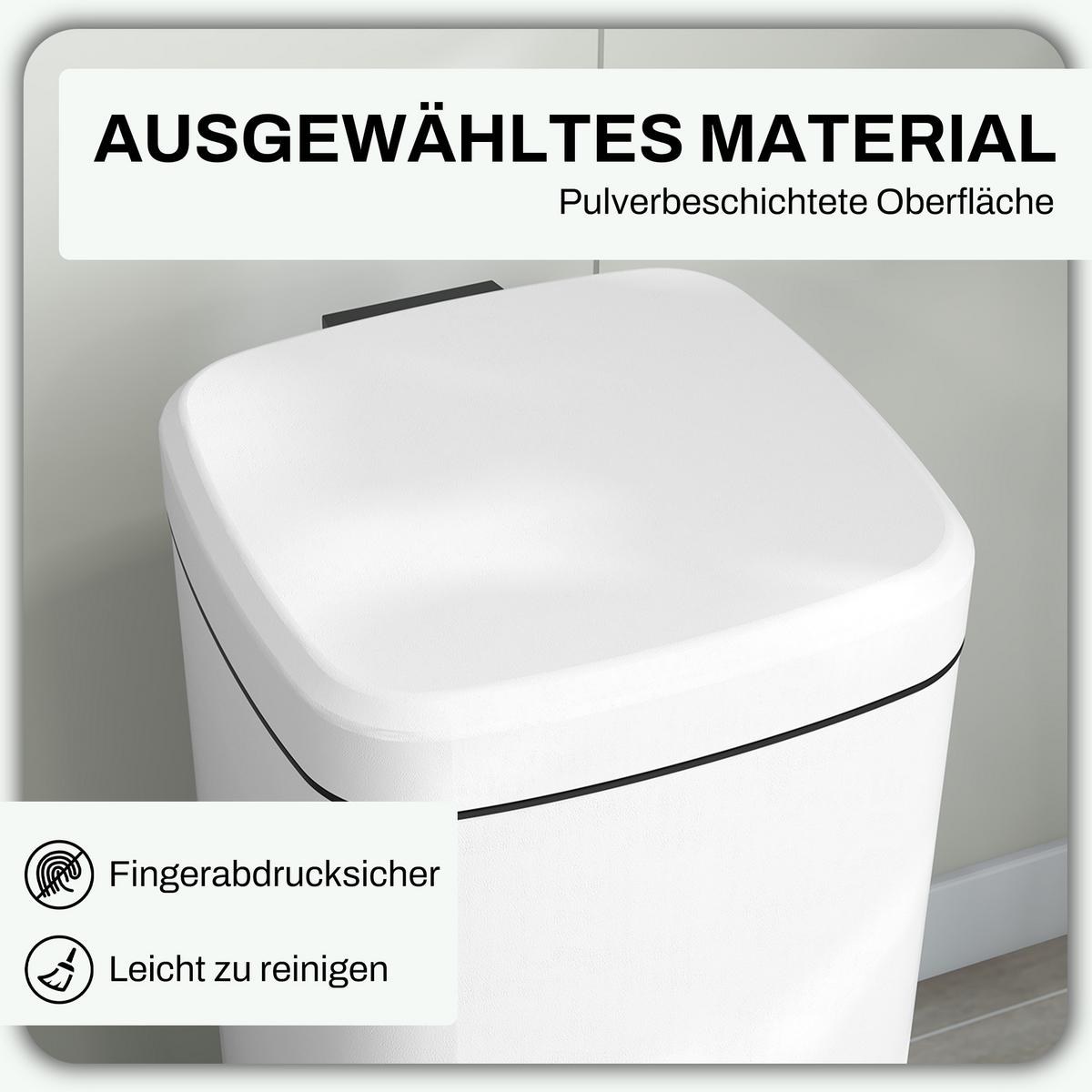 MÜLLEIMER 30L - Weiß, Metall (35/63.5/28cm) - HOMCOM