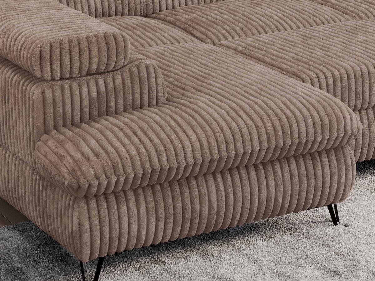 WOHNLANDSCHAFT PEDRO U Cord Braun - Schwarz/Braun, Textil/Metall (346/76/208cm) - MKS