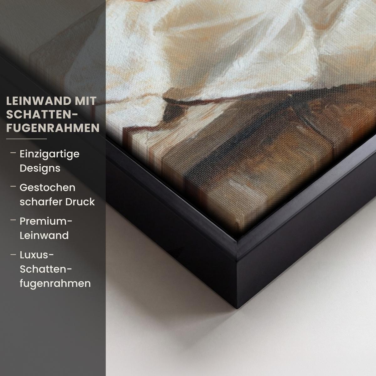 LEINWAND Bilder mit Rahmen - Töpfe - Kräuter - Holz - 80x60 - Terracotta, Textil (80/60cm) - MuchoWow