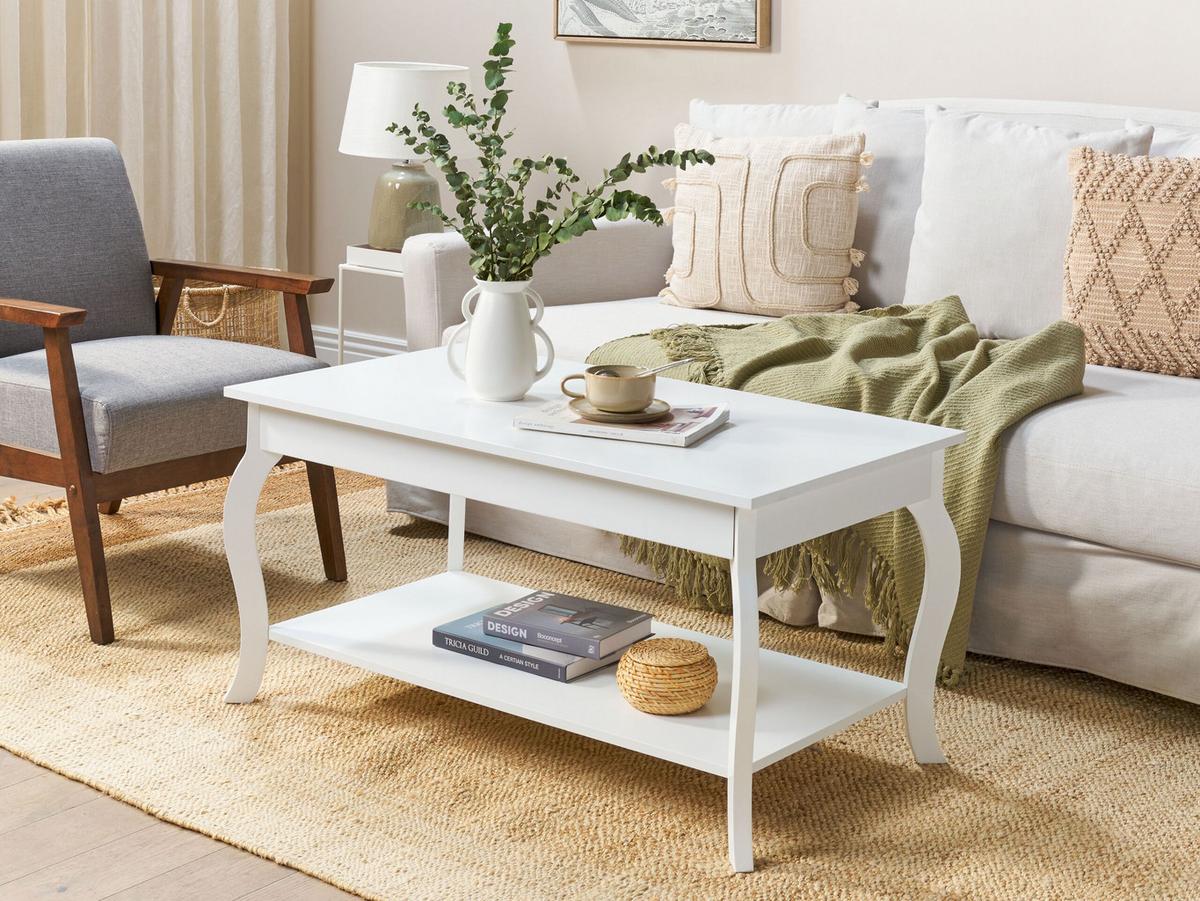 COUCHTISCH weiß rechteckig 55/101 cm Hartford - Weiß, Holzwerkstoff (55/101/50cm) - Beliani