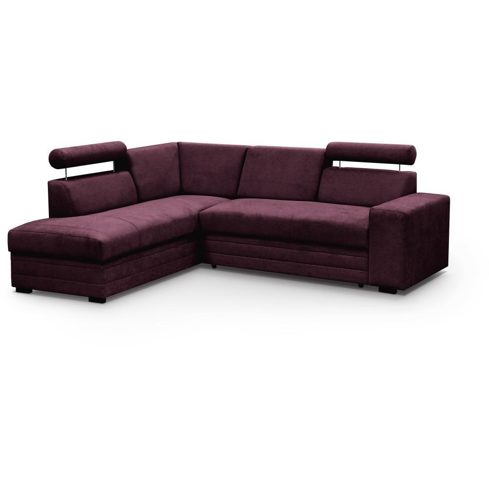 ECKSCHLAFSOFA Roma bordeaux links - Bordeaux/Schwarz, Textil (250/205cm) - Beautysofa
