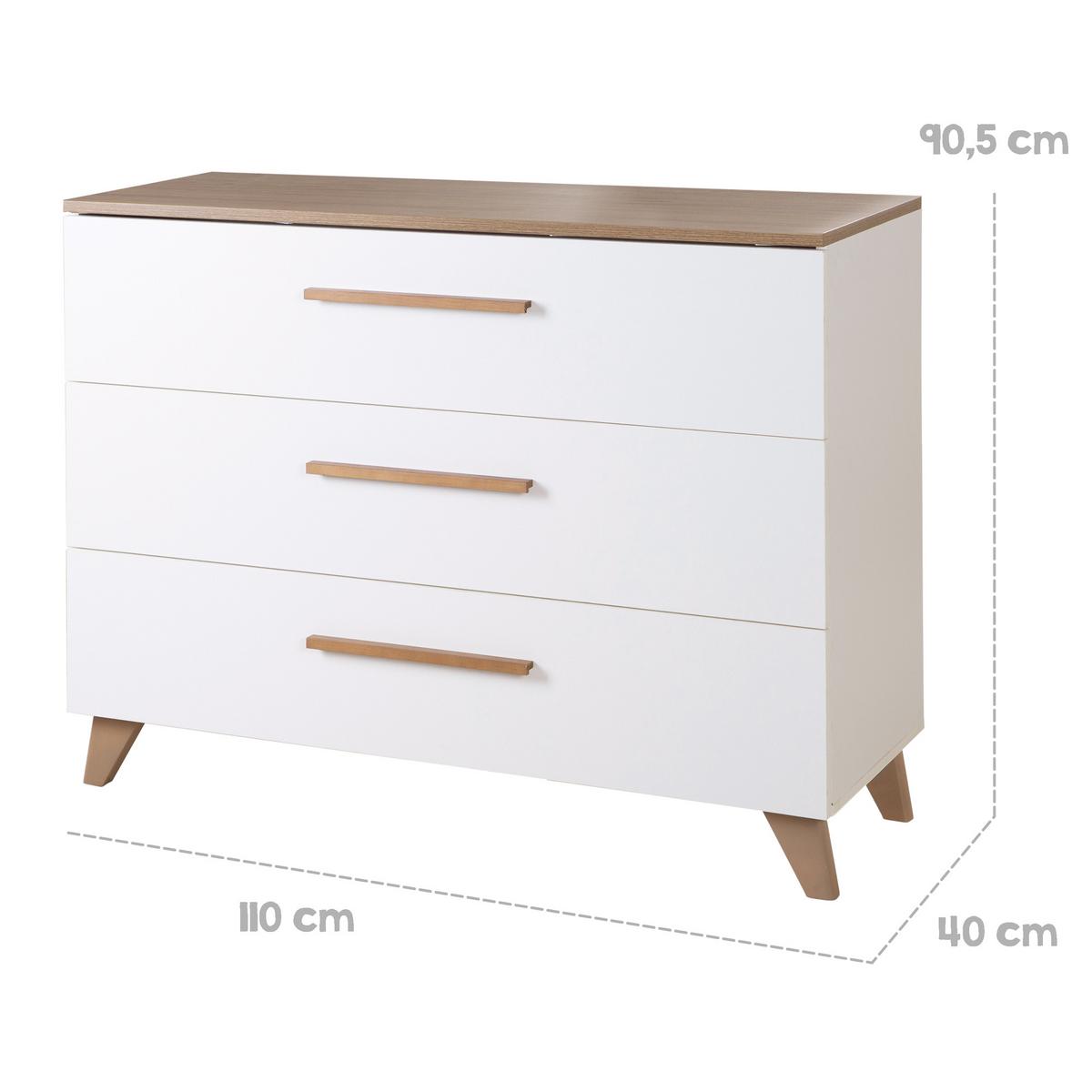 WICKELKOMMODE Ole - Weiß, Holzwerkstoff (110/98/75cm) - Roba