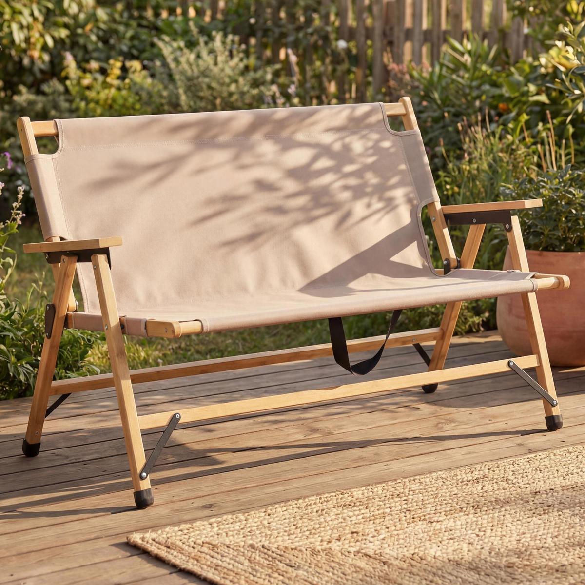 CAMPINGBANK Creme - Creme, Holz (117/69/61cm) - MCW