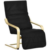 RELAXSESSEL Schwingstuhl, Ruhesessel, Relaxstuhl mit Verstellbarem Fußteil - Schwarz, Holz (94/100/66.5cm) - HOMCOM