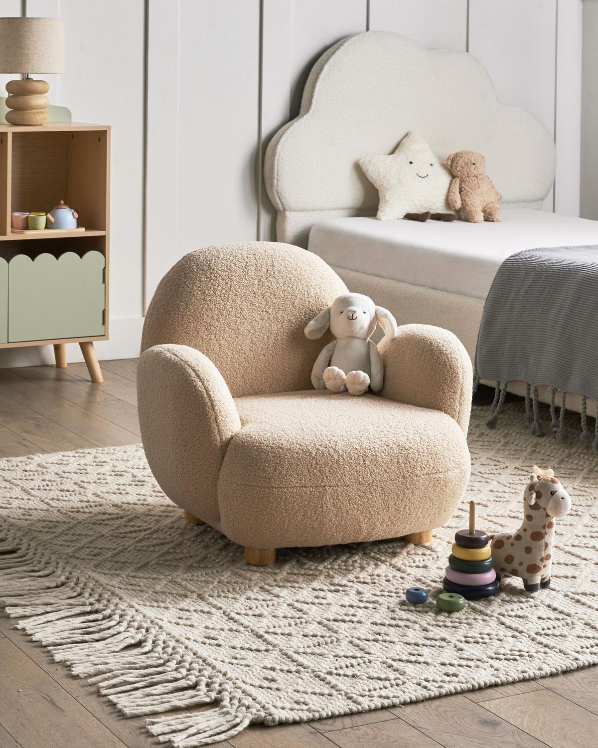 KINDERSESSEL Bouclé Beige Hem - Beige, Textil (64/55/55cm) - Beliani