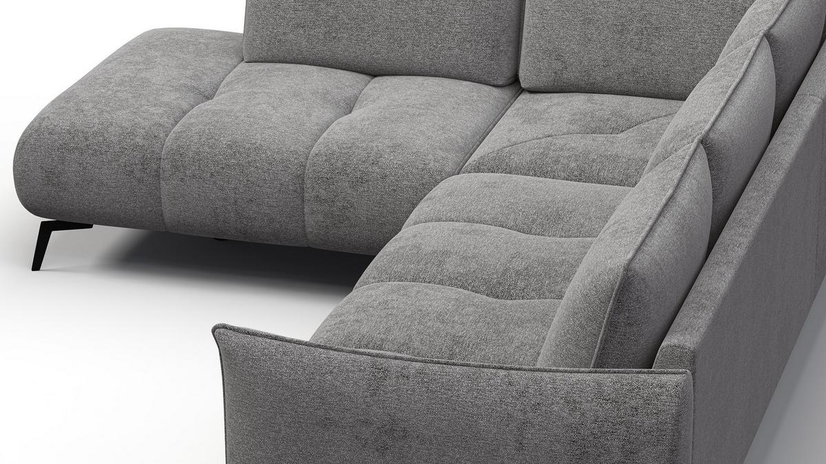 ECKSOFA AERA 5-Sitzer links, platingrau - Schwarz/Grau, Holz/Textil (268/206cm) - Wozimo