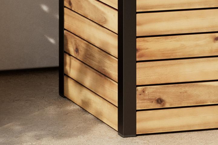 Hochbeet Akazie Echtholz Gestell Schwarz Eisen und Kunststoff