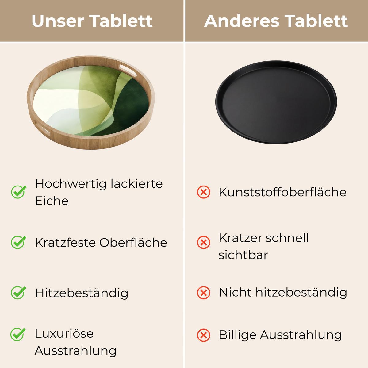 TABLETT Wellen - Abstrakt - Hellgrün - Ornamental 50x50 cm - Grün, Holz (50/5/5cm) - OnlyWow