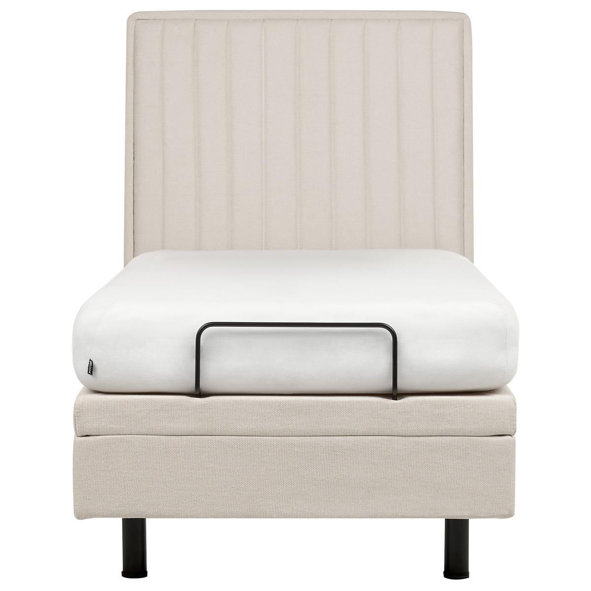 BETT 90/200 cm Hellbeige Duke II - Beige, Textil (90/200cm) - Beliani
