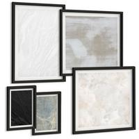 BILDER SET 5er Set - 50x50 cm & 20x30 cm & 40x60 cm Schwarzer Rahmen - Steintexturen - Schwarz, Kunststoff (40/60cm) - TULUP