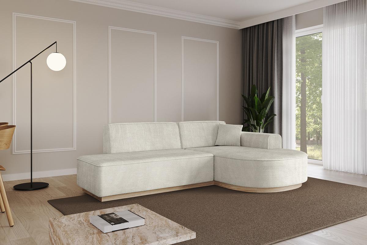 ECKSOFA Ottomane Rechts ARRIO-L1 - 243x171x83 cm Creme - Hellgrau/Creme, Holzwerkstoff/Textil (243/171cm) - ALTDECOR