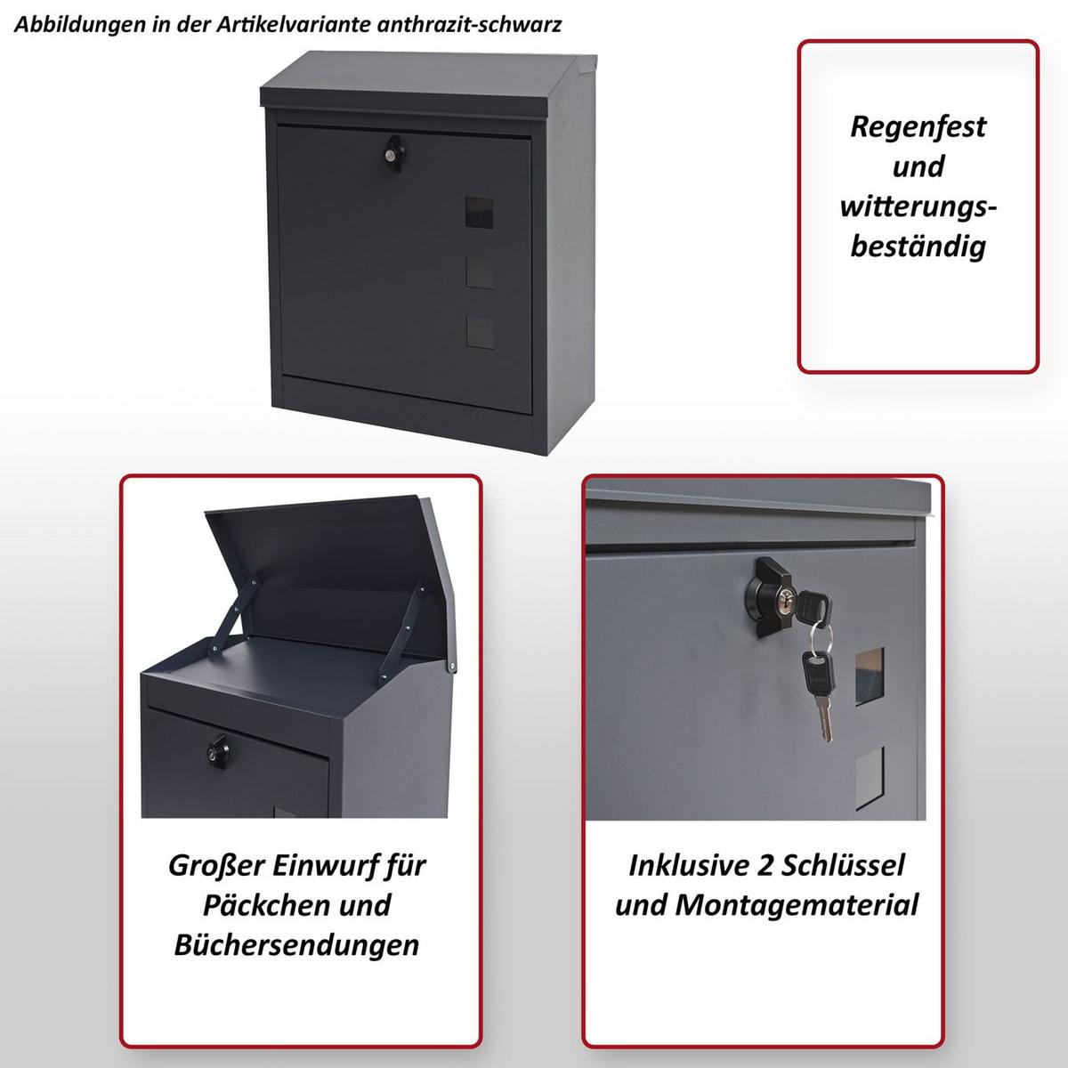 XXL BRIEFKASTEN ABSCHLIEßBAR Silber, Schwarz - Silberfarben/Schwarz, Metall (44/52/25cm) - MCW