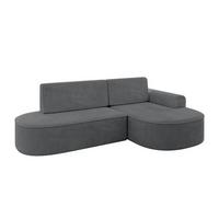 ECKSOFA mit Schlaffunktion und Bettkasten Ottomane Rechts MARI-L1-S - 283x167x73 cm Dunkelgrau Cord - Alufarben/Schwarz, Holzwerkstoff/Kunststoff (167/283cm) - ALTDECOR