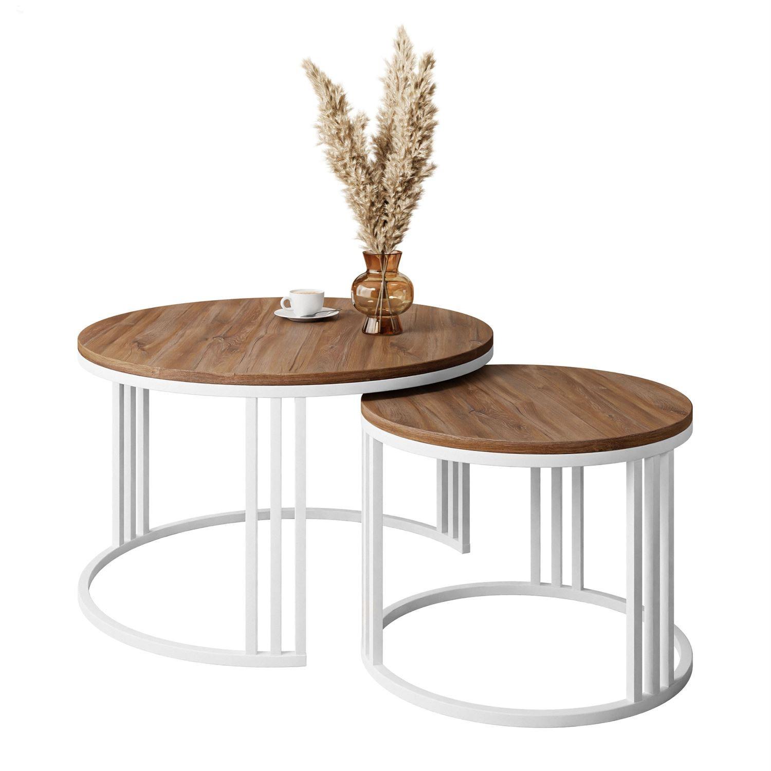 COUCHTISCH 2 in 1 LORI LOFT - Dunkelbraun/Weiß, Holzwerkstoff (70/70/48cm) - Lookway
