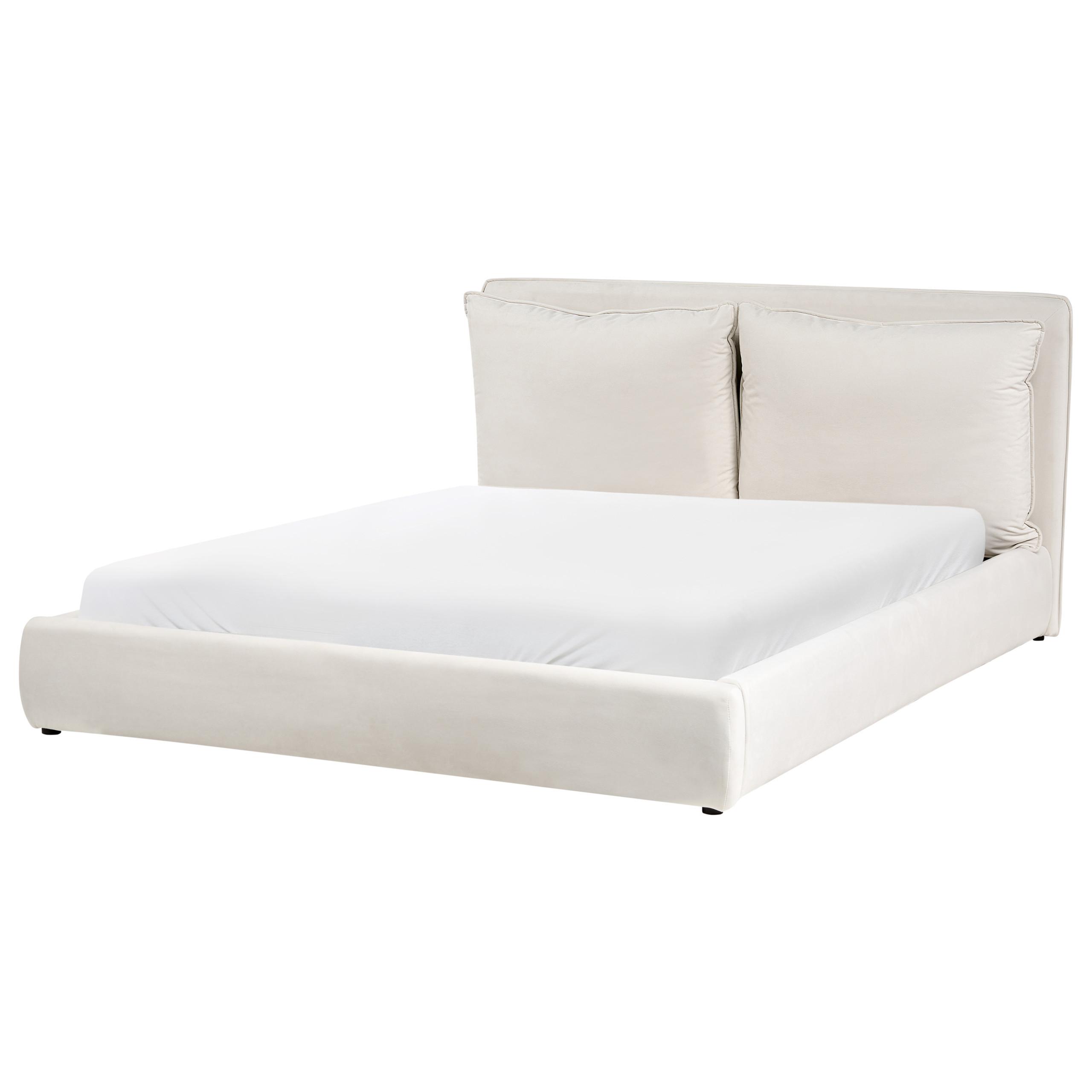 BETT mit Lattenrost 160/200 cm Hellbeige Bajonna - Beige/Schwarz, Textil (160/200cm) - Beliani
