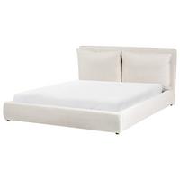 BETT mit Lattenrost 160/200 cm Hellbeige Bajonna - Beige/Schwarz, Textil (160/200cm) - Beliani