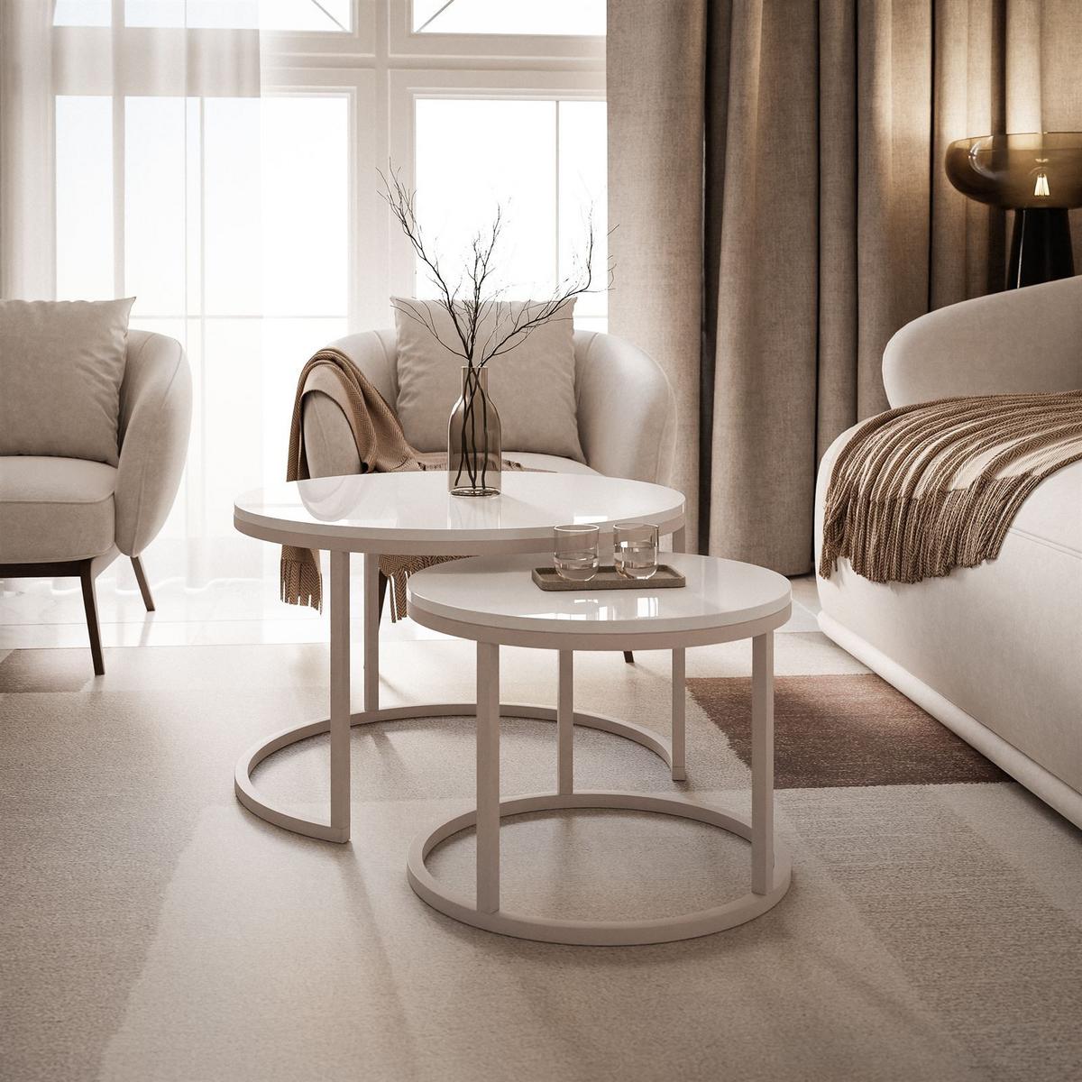 COUCHTISCH CIRI 2-in-1 KASCHMIR - Beige/Weiß, Holzwerkstoff (70/70/48cm) - Lookway