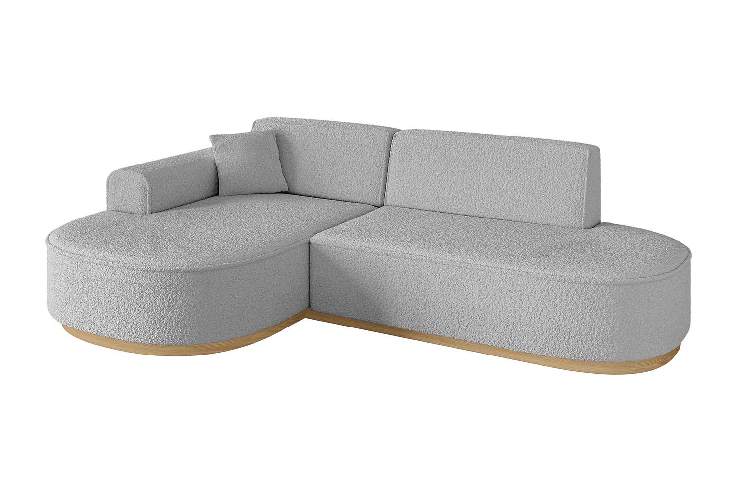ECKSOFA Ottomane Links MARI-L1-v2 - 243x171x83 cm Hellgrau Bouclé - Hellgrau, Holzwerkstoff/Textil (243/171cm) - ALTDECOR