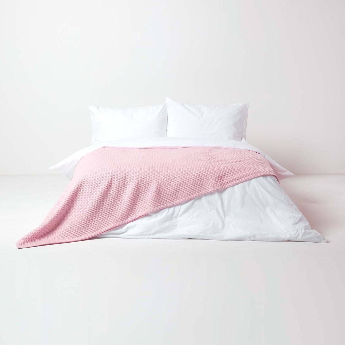 BIO-WOHNDECKE Waffelpiqué 230/280 cm - Rosa, Textil (280/230cm) - Homescapes