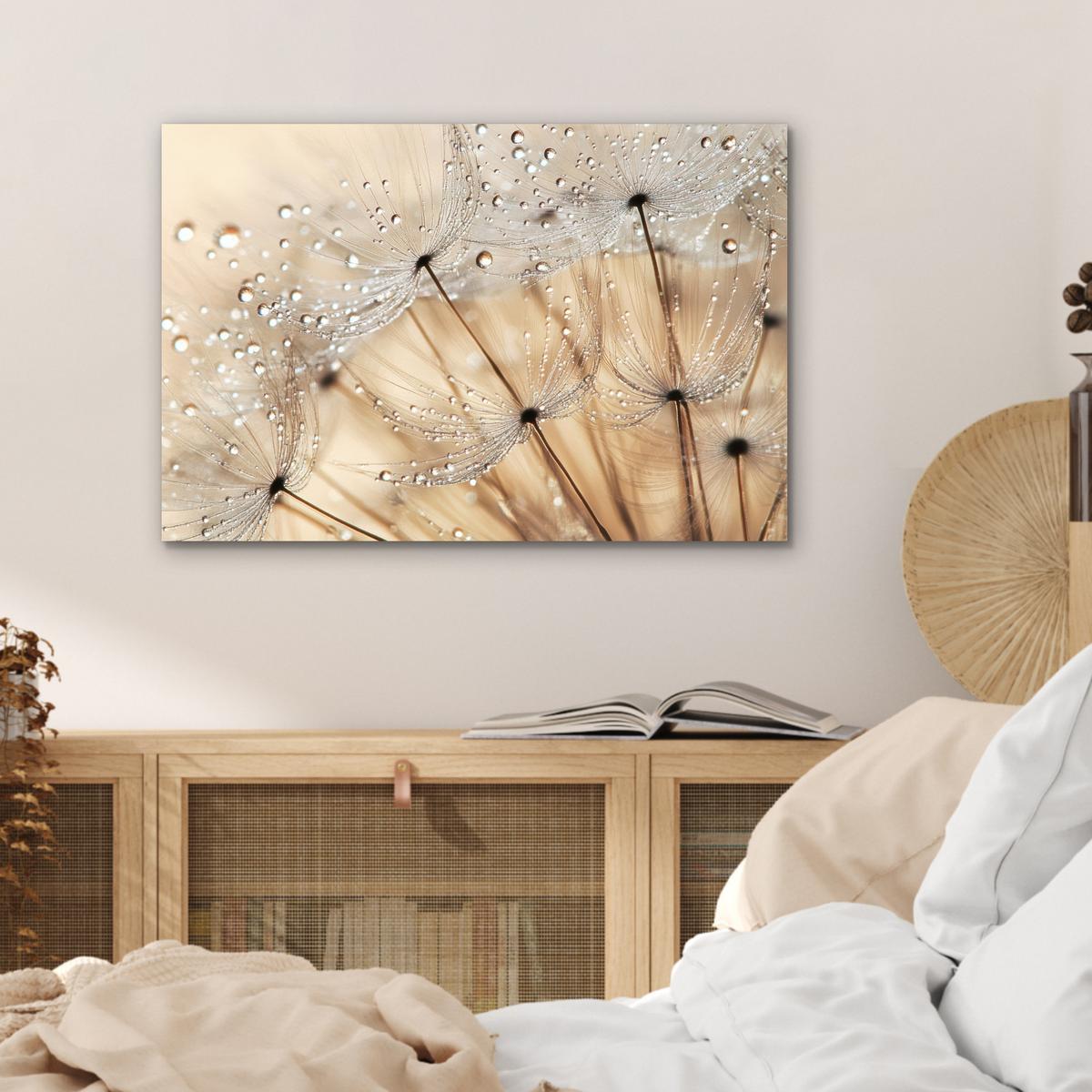 METALLBILD Löwenzahn - Abstrakt - Natur - Beige Wandbild 60x40 cm - Braun, Metall (60/40cm) - MuchoWow