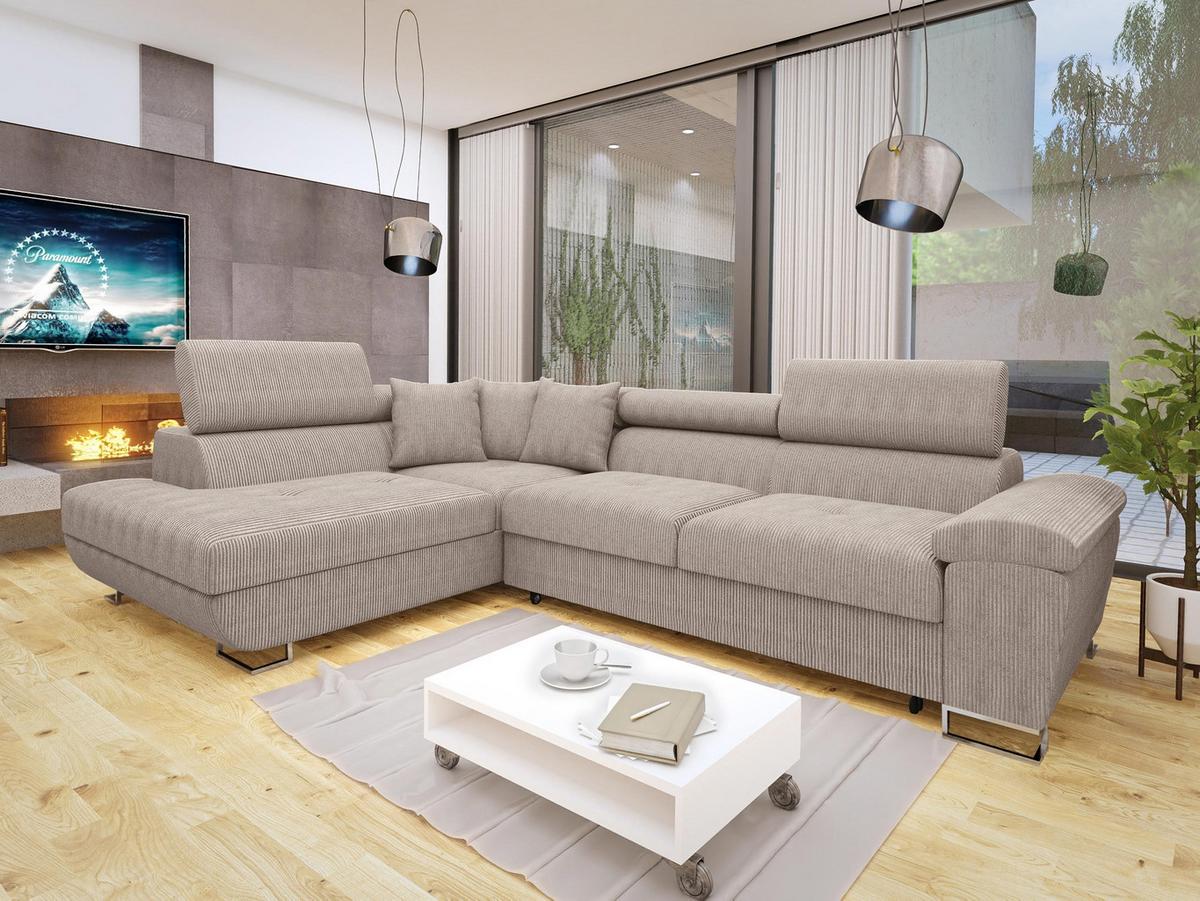 ECKSOFA Cotere Cord, Seite: Links - Sahara, Holz/Textil (270/202cm) - MIRJAN24