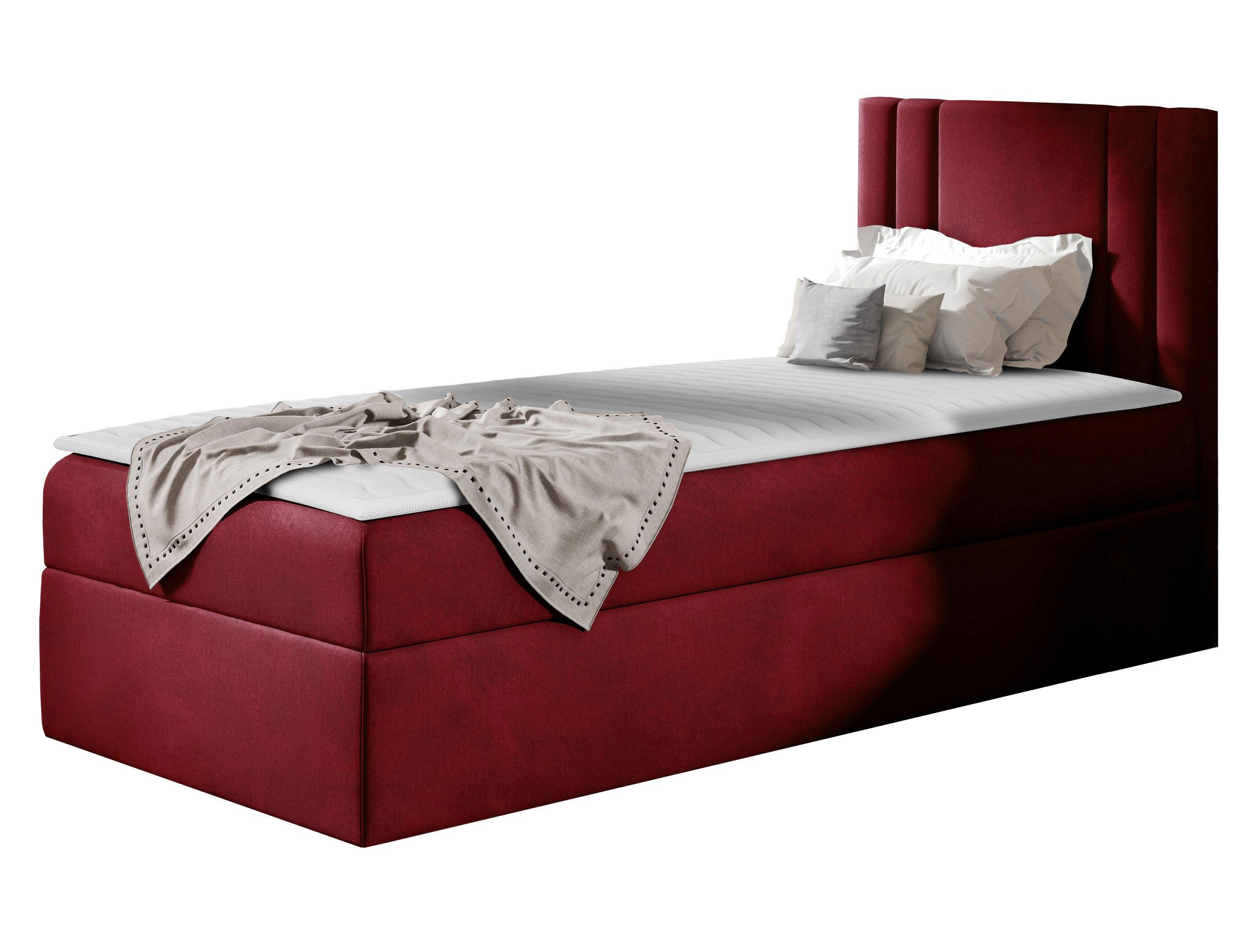 BOXBETT Carmen Mini, Seite zum Öffnen des Bettkastens: Rechts - H3 - Dunkelrot, Holz (90/200cm) - MIRJAN24
