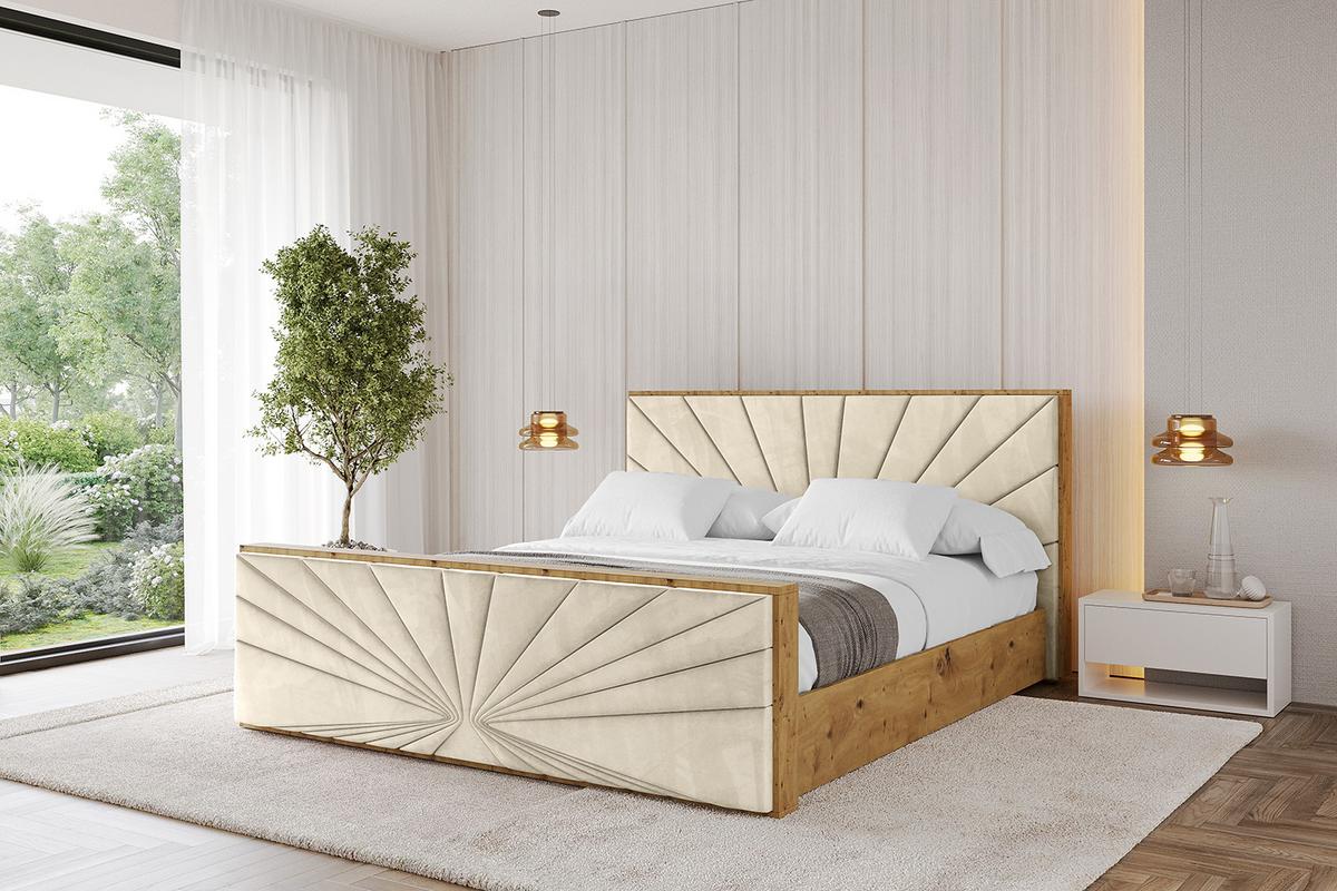 POLSTERBETT mit Bettkasten, Fußteil und Lattenrost, Boxbett mit Matratze H3/H4 - ENZO6-Z 120x200 Beige - Ecru, Holzwerkstoff/Textil (120/200cm) - ALTDECOR
