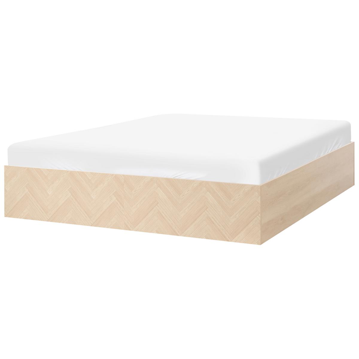 BETT mit Stauraum ohne Kopfteil 180/200 cm MDF-Platte Hellbraun Etel - Hellbraun, Holzwerkstoff (180/200cm) - Beliani