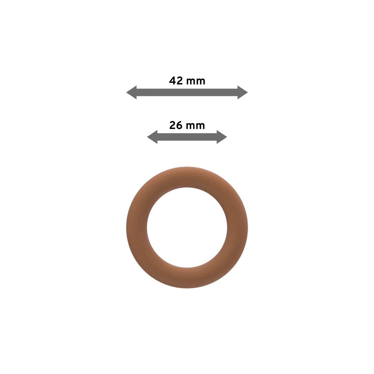 RUNDRINGE MIT FALTENHAKEN FÜR GARDINENSTANGEN 16 mm Ø, Kirschbaum, Packung 10 Stück - Kirschbaumfarben, Holz (16cm) - INTERDECO