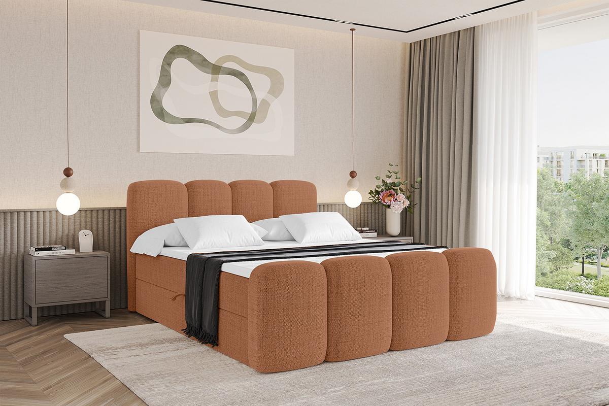BOXBETT mit Matratze H4 und Lattenrost - NINA-Z - 180x200 cm - Apricot - Orange, Holzwerkstoff (180/200cm)