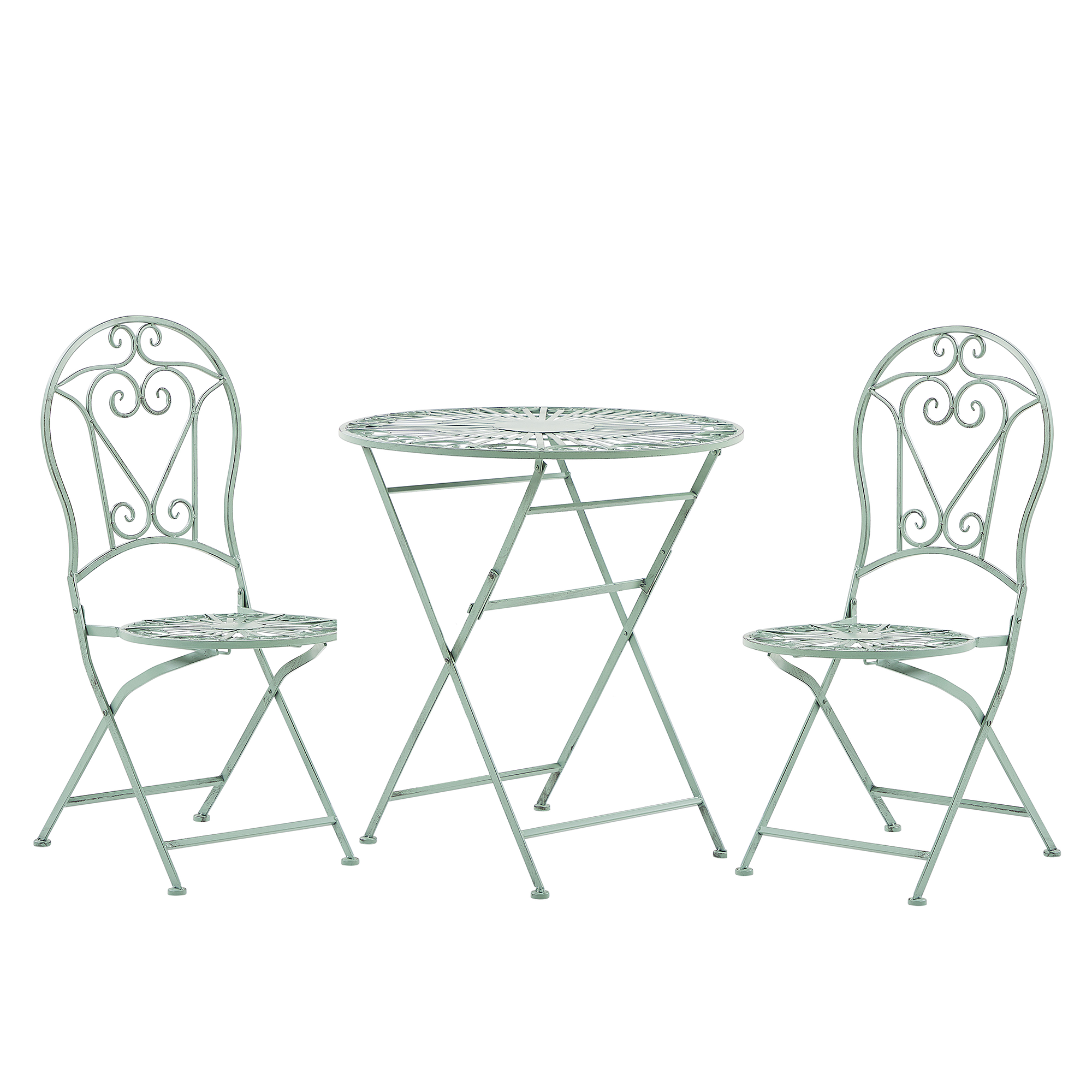 BALKONSET 2-Sitzer Metall Klapptisch grün Trento - Grün, Metall - Beliani