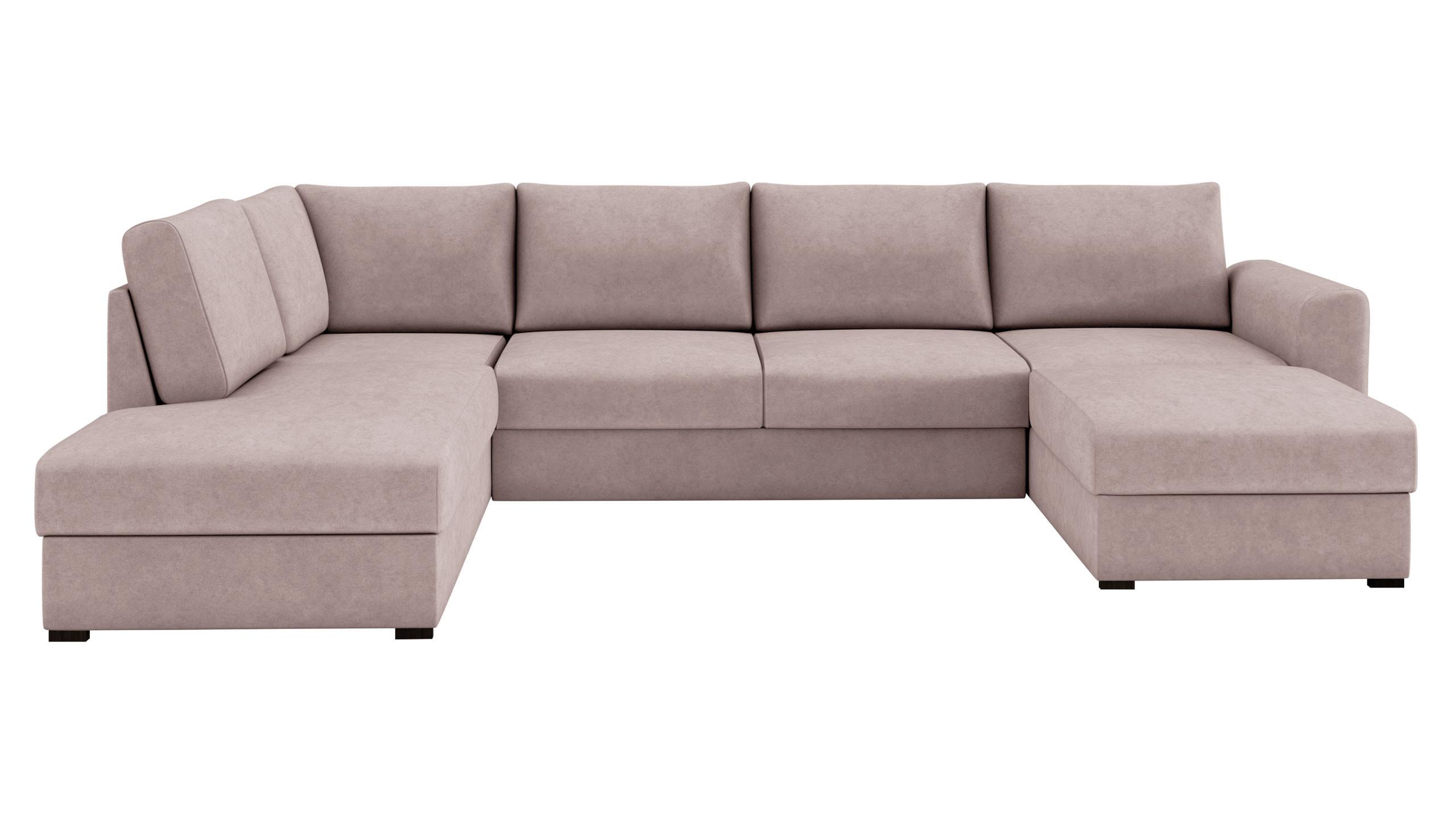 WOHNLANDSCHAFT Wilma Premium, Seite: Links - Hellrosa/Schwarz, Holz/Textil (305/85/188cm) - MIRJAN24