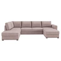 WOHNLANDSCHAFT Wilma Premium, Seite: Links - Hellrosa/Schwarz, Holz/Textil (305/85/188cm) - MIRJAN24