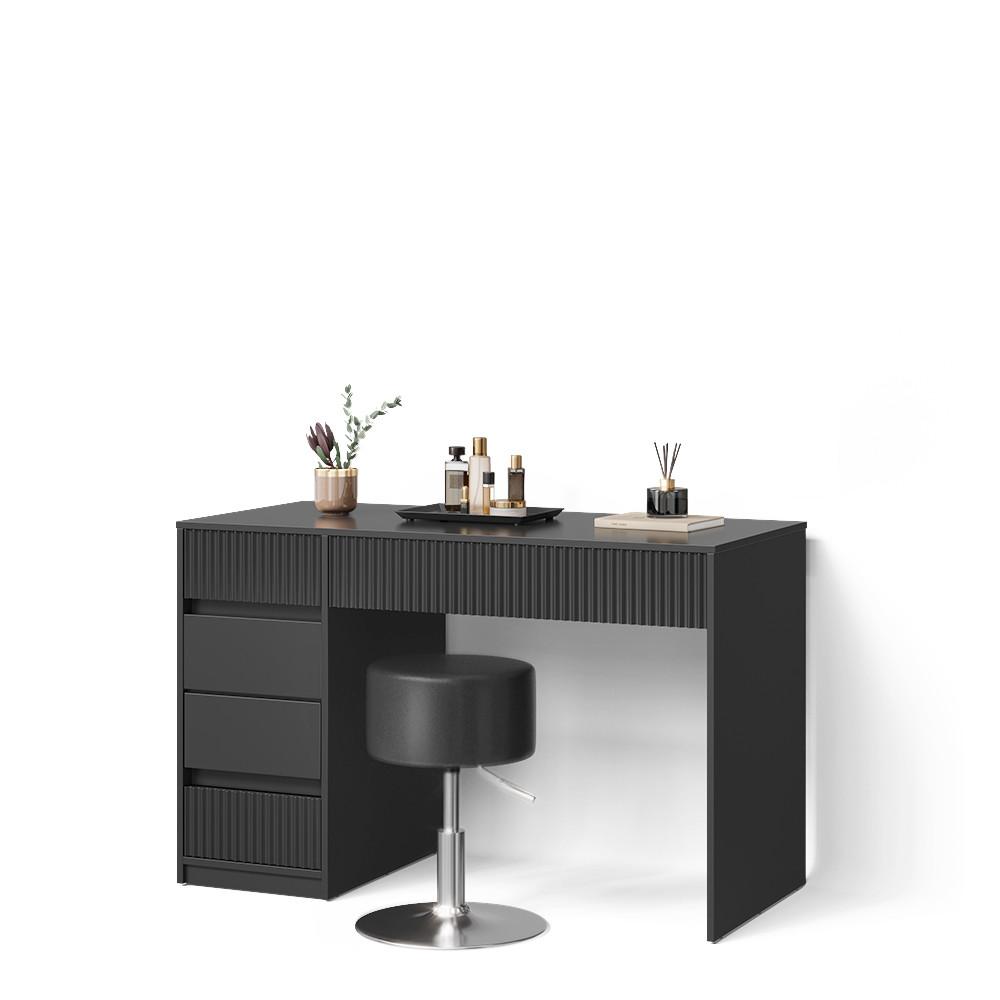 SCHMINKTISCH Allia Schwarz 120 cm mit Hocker - Schwarz, Holzwerkstoff (120/76/55cm) - Livinity®