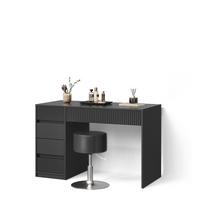 SCHMINKTISCH Allia Schwarz 120 cm mit Hocker - Schwarz, Holzwerkstoff (120/76/55cm) - Livinity®