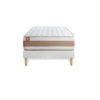 BETT Le Délicat Taschenfederkern und Memory-Schaum 90 x 200 cm h1 - Kit Bettgestell Weiß - Beige/Weiß, Karton/Holz (90/200cm) - Marmottes & Co