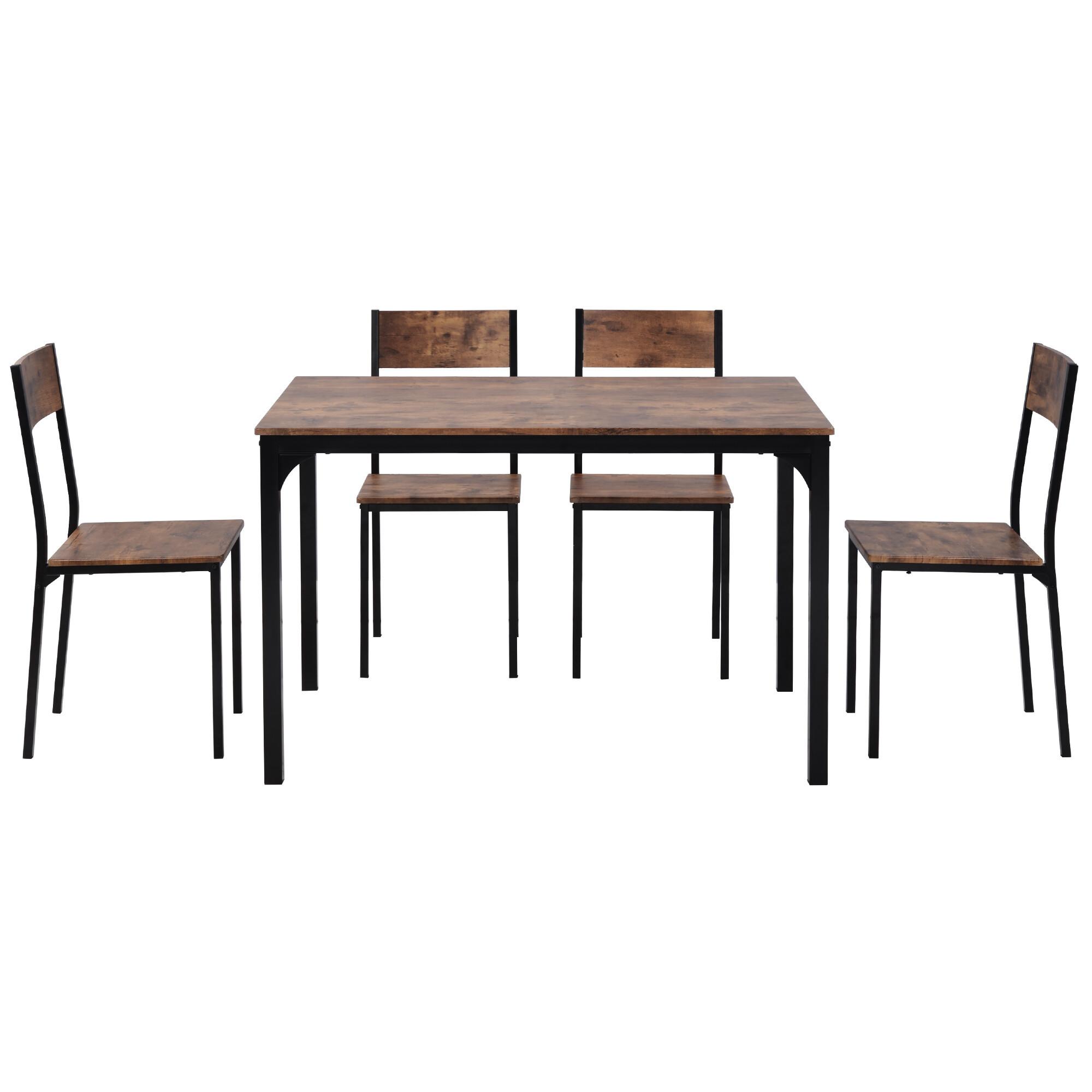 ESSZIMMERGRUPPE in vintagebraun & metall mit 4 stühlen & platzsparendem design - Braun, Holzwerkstoff (108/65/75cm) - Urban Meuble