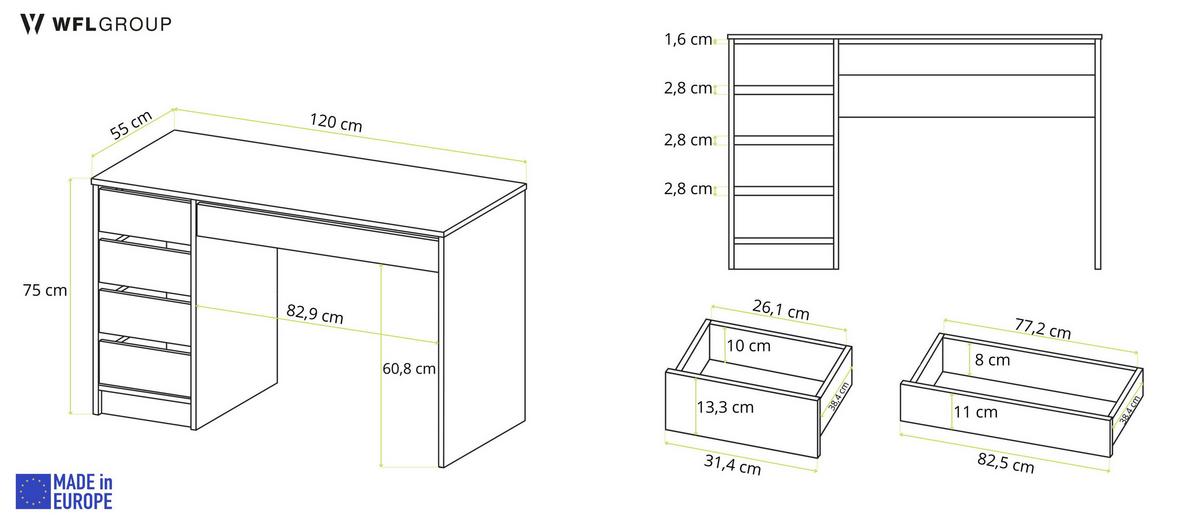SCHREIBTISCH Korvi Kaschmir 120/55/75 cm - Kaschmir/Beige, Holzwerkstoff (55/120/75cm) - WFL GROUP